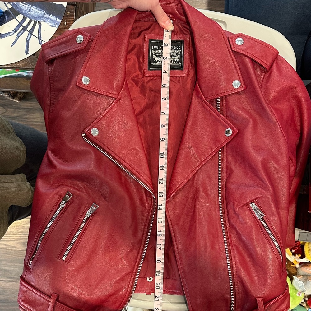 Levi’s Deep Red Vegan Faux Leather Biker Jacket NWT - Picture 4 of 5
